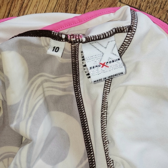 ZEROXPOSUR Halter Tankini Swim Top Abstract Brown Pink Womens Size 10 - Picture 15 of 16